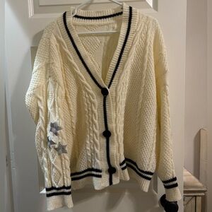 Cozy Cardigan with Stars and Black  Accents